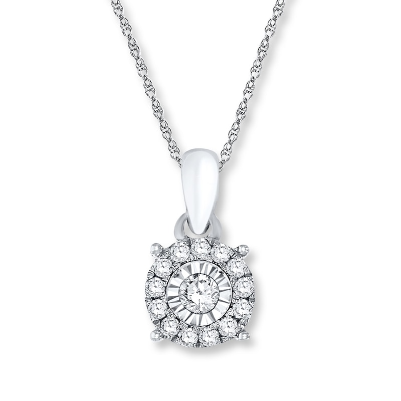 Main Image 1 of Diamond Necklace 1/5 ct tw Round-cut Sterling Silver