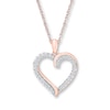 Diamond Heart Necklace 1/4 ct tw Round-cut 10K Rose Gold