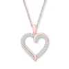 Thumbnail Image 1 of Diamond Heart Necklace 1/4 ct tw Round-cut 10K Rose Gold