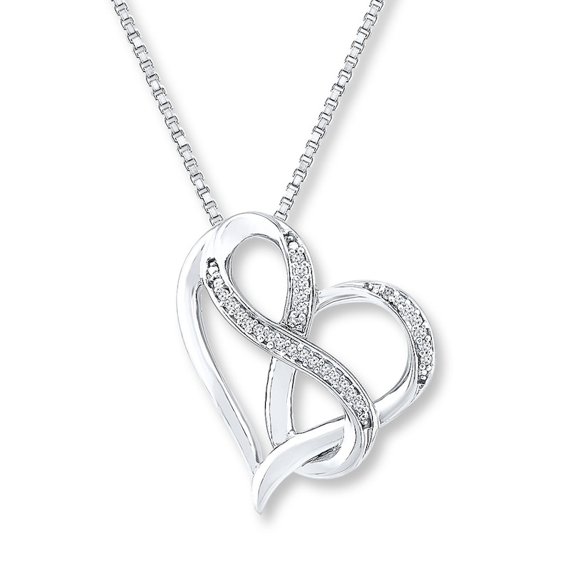 Main Image 1 of Heart & Infinity Necklace 1/20 ct tw Diamonds Sterling Silver