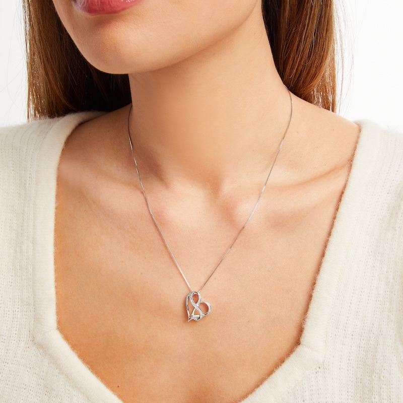 Main Image 2 of Heart & Infinity Necklace 1/20 ct tw Diamonds Sterling Silver