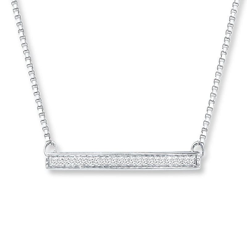 Diamond Bar Necklace 1/10 ct tw Round-cut Sterling Silver