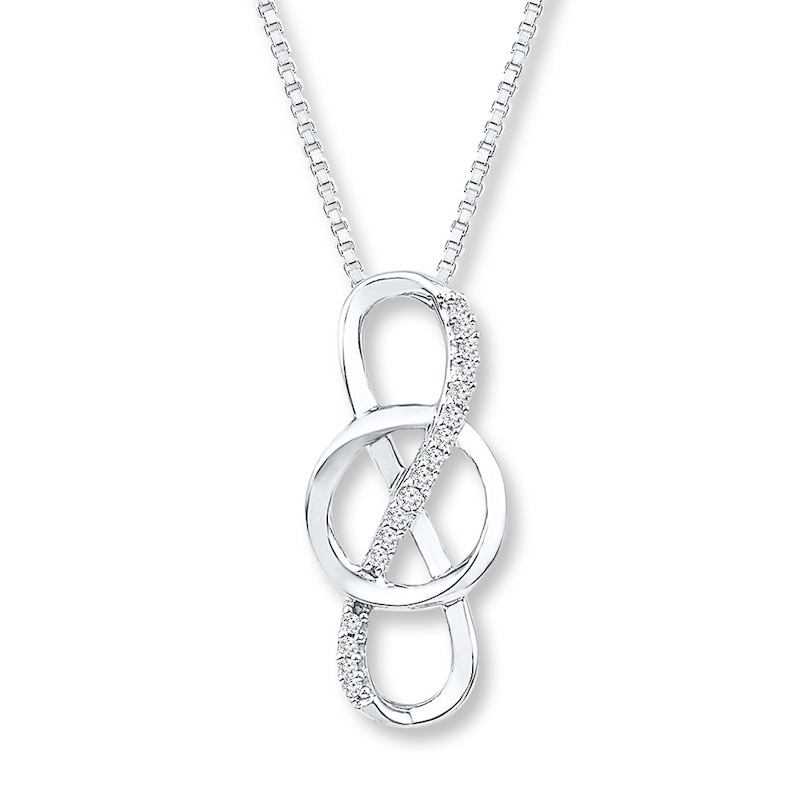 Infinity Circle Necklace 1/15 ct tw Diamonds Sterling Silver 18"