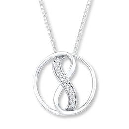 Infinity Circle Necklace 1/10 ct tw Diamonds Sterling Silver 18"