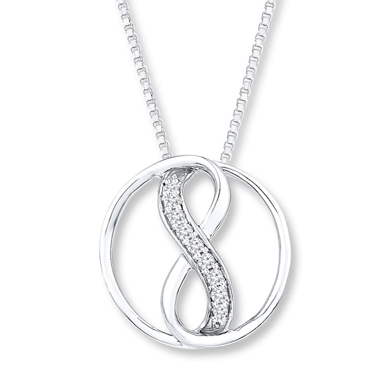 Infinity Circle Necklace 1/10 ct tw Diamonds Sterling Silver 18"