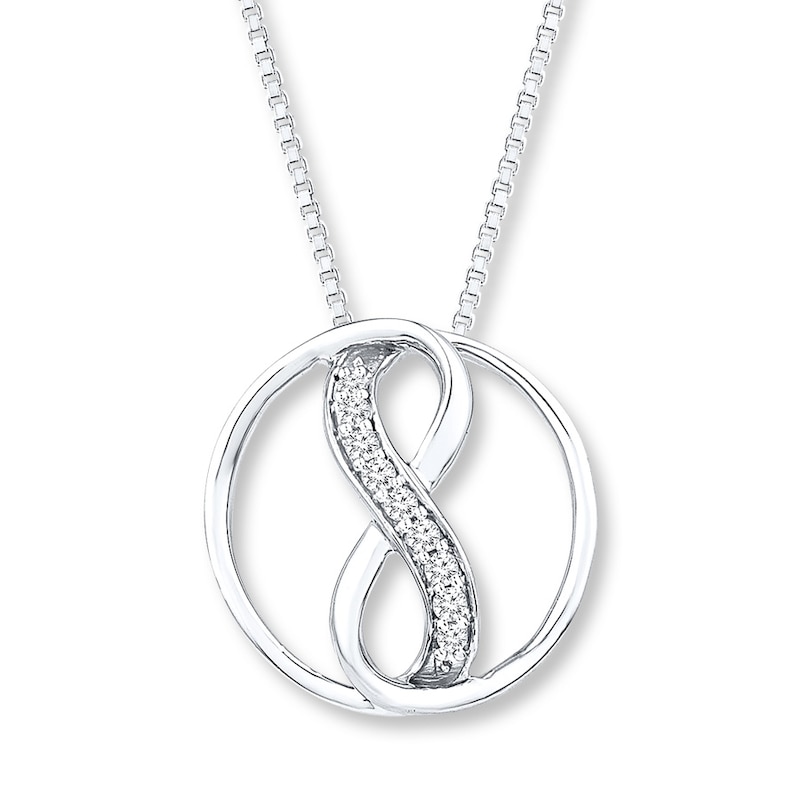 Infinity Circle Necklace 1/10 ct tw Diamonds Sterling Silver 18"