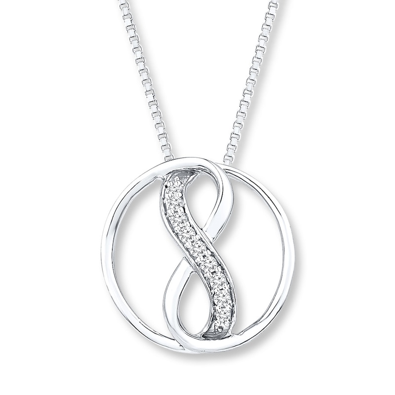 Main Image 1 of Infinity Circle Necklace 1/10 ct tw Diamonds Sterling Silver 18&quot;