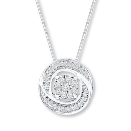 Diamond Necklace 1/6 ct tw Round-cut Sterling Silver 18"