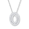Oval Necklace 1/8 ct tw Diamonds 10K White Gold 18"