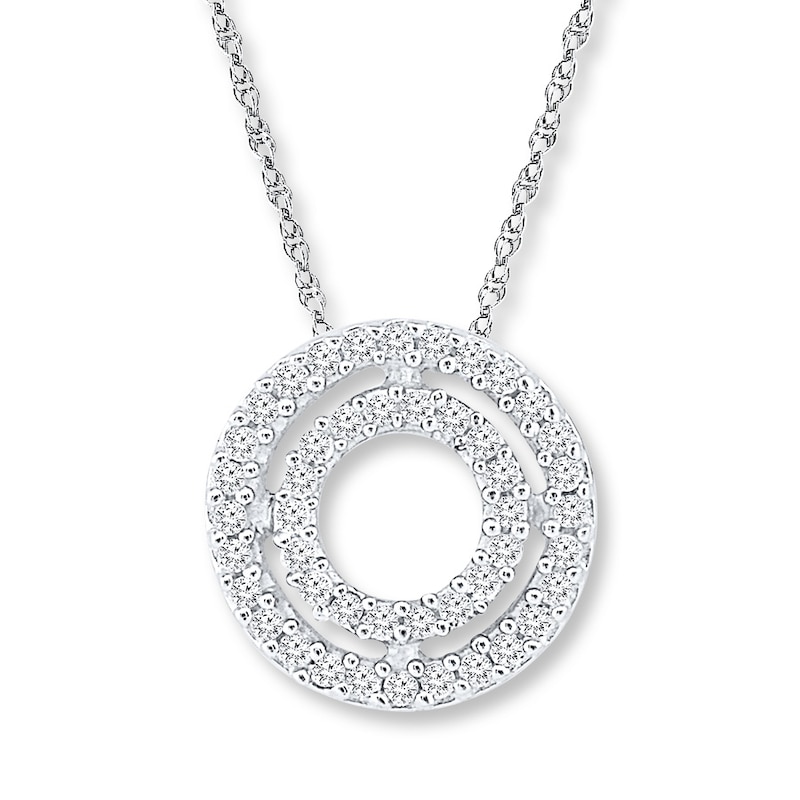Circle Necklace 1/15 ct tw Diamonds 10K White Gold 18"