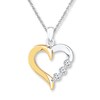 Heart Necklace 1/6 ct tw Diamonds 10K Two-Tone Gold 18"