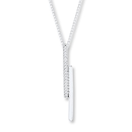 Bar Necklace 1/20 ct tw Diamonds Sterling Silver 18"