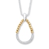 Beaded Necklace 1/15 ct tw Diamonds Sterling Silver & 10K Yellow Gold