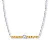 Beaded Necklace 1/20 ct tw Diamonds Sterling Silver & 10K Yellow Gold