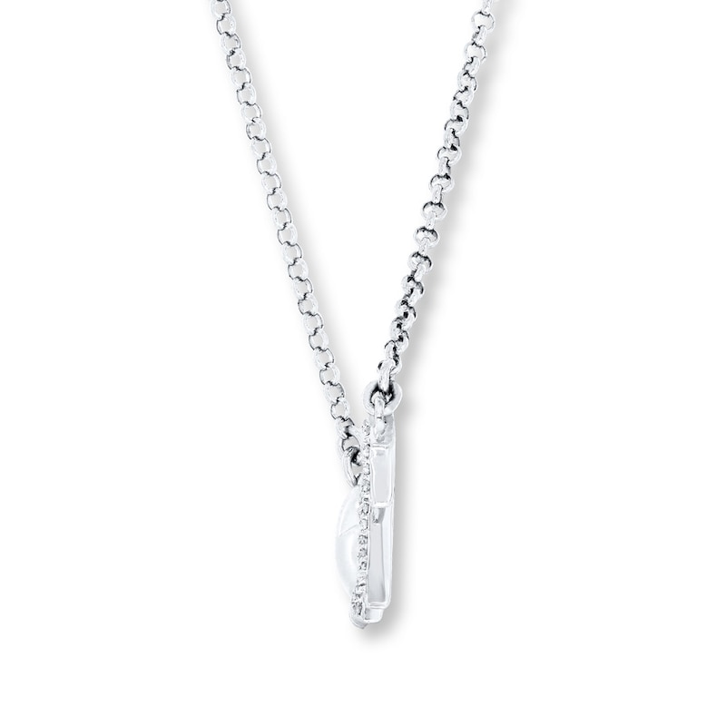 Diamond Heartbeat Necklace 1/10 ct tw Round-cut Sterling Silver