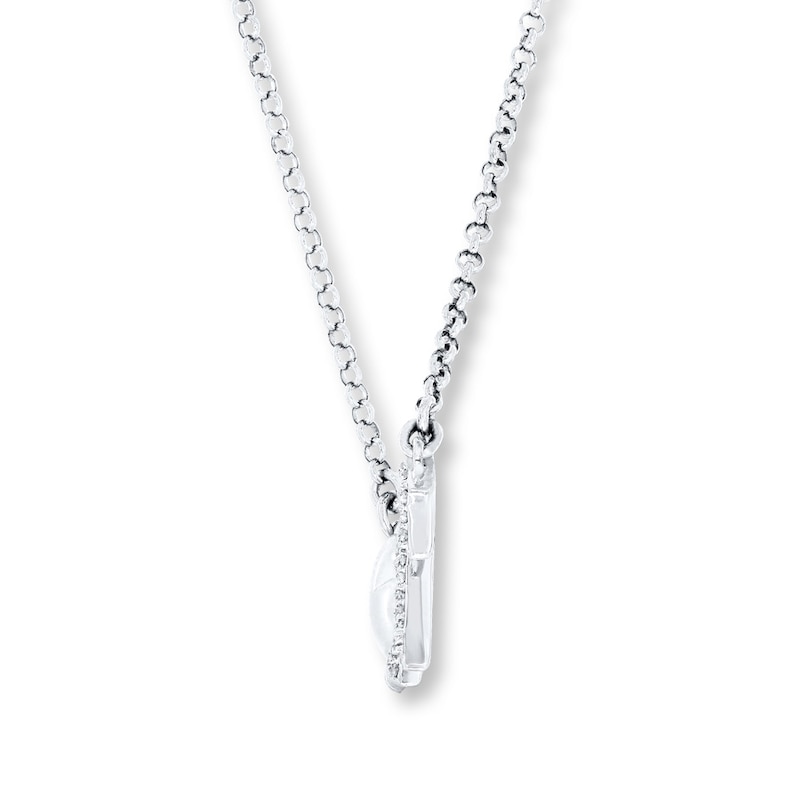 Main Image 2 of Diamond Heartbeat Necklace 1/10 ct tw Round-cut Sterling Silver