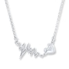 Thumbnail Image 3 of Diamond Heartbeat Necklace 1/10 ct tw Round-cut Sterling Silver