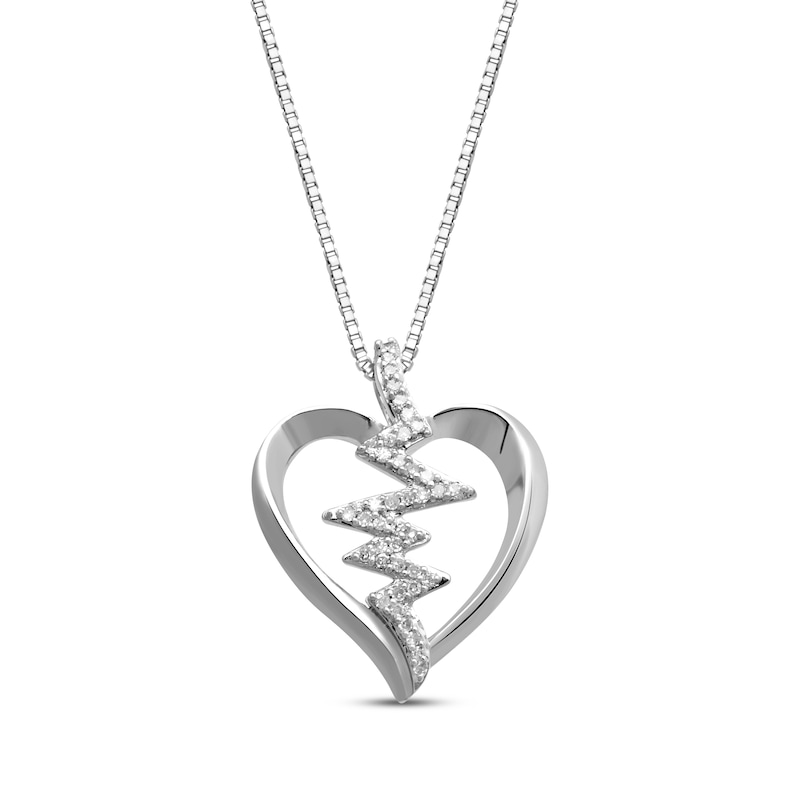 Main Image 1 of Heartbeat Necklace 1/10 ct tw Diamonds Sterling Silver