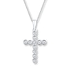 Thumbnail Image 1 of Diamond Cross Necklace 1/10 ct tw Round-cut Sterling Silver