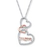 Thumbnail Image 1 of Mom Heart Necklace 1/4 ct tw Diamonds Sterling Silver & 10K Rose Gold