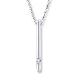 Diamond Bar Necklace 10K White Gold