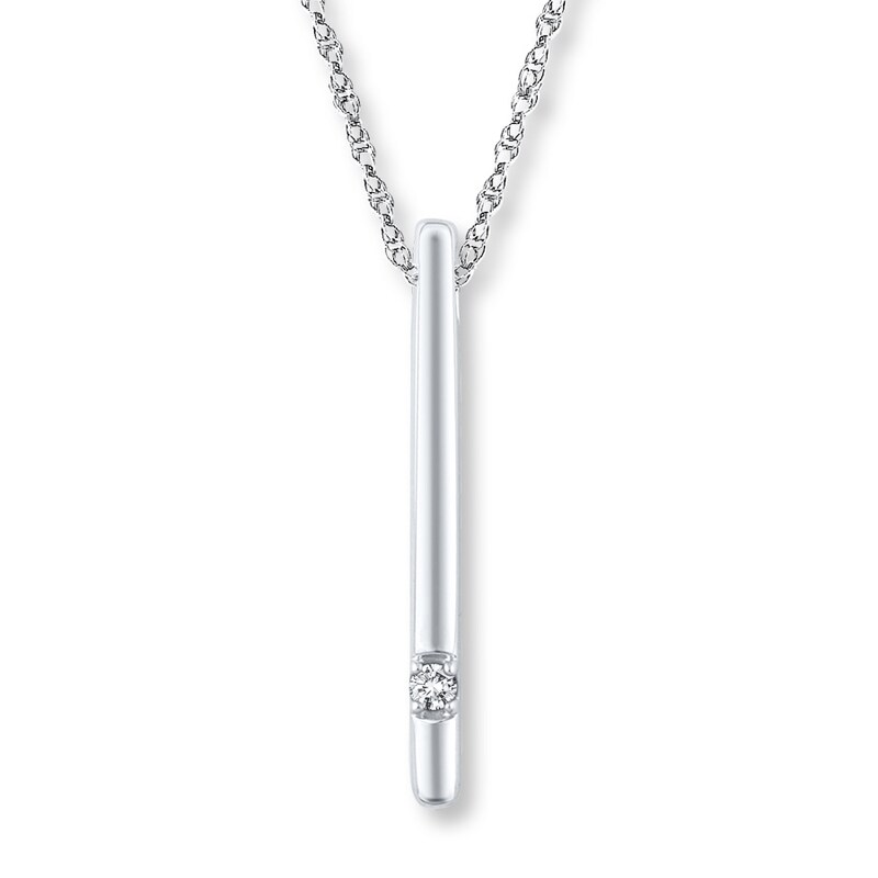 Main Image 1 of Diamond Bar Necklace 10K White Gold
