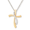 Thumbnail Image 1 of Diamond Cross Necklace 1/6 ct tw Round-cut 10K Yellow Gold