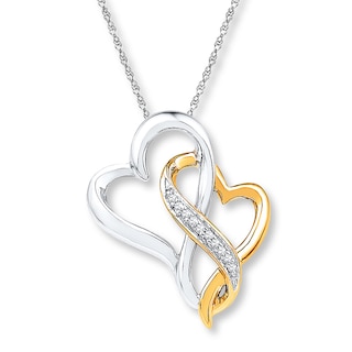Diamond Heart & Infinity Necklace 10K Two-Tone Gold