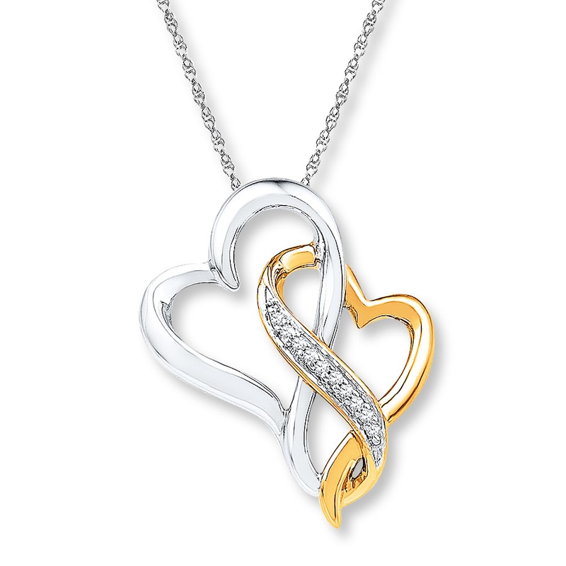Main Image 1 of Diamond Heart & Infinity Necklace 10K Two-Tone Gold