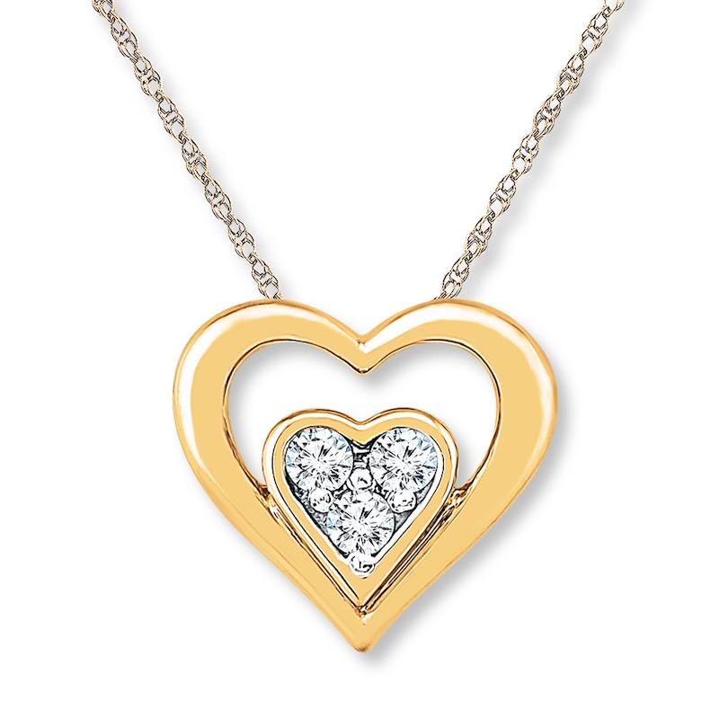 Main Image 1 of Diamond Heart Necklace 1/6 ct tw Round-cut 10K Yellow Gold 18&quot;