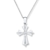 Cross Necklace 1/8 ct tw Diamonds 10K White Gold 18"