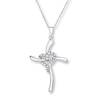 Thumbnail Image 0 of Cross Necklace 1/10 ct tw Diamonds 10K White Gold 18"