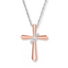 Thumbnail Image 1 of Cross Necklace 1/20 ct tw Diamonds 10K Two-Tone Gold 18&quot;