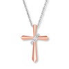 Thumbnail Image 0 of Cross Necklace 1/20 ct tw Diamonds 10K Two-Tone Gold 18"