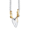Heart/Antlers Necklace 1/15 ct tw Diamonds St. Silver & 10K Gold 18"