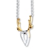 Thumbnail Image 1 of Heart/Antlers Necklace 1/15 ct tw Diamonds Sterling Silver & 10K Yellow Gold 18"