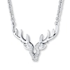 Deer Necklace 1/20 ct tw Diamonds Sterling Silver 17"