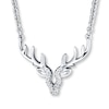 Thumbnail Image 0 of Deer Necklace 1/20 ct tw Diamonds Sterling Silver 17"