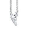 Deer Necklace 1/20 ct tw Diamonds Sterling Silver 17"