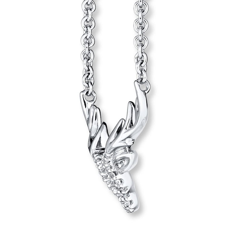 Main Image 2 of Deer Necklace 1/20 ct tw Diamonds Sterling Silver 17&quot;