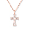 Thumbnail Image 1 of Diamond Cross Necklace 1/6 Carat tw 10K Rose Gold 18&quot;