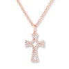 Thumbnail Image 0 of Diamond Cross Necklace 1/6 Carat tw 10K Rose Gold 18"