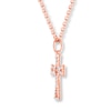Thumbnail Image 2 of Diamond Cross Necklace 1/6 Carat tw 10K Rose Gold 18&quot;