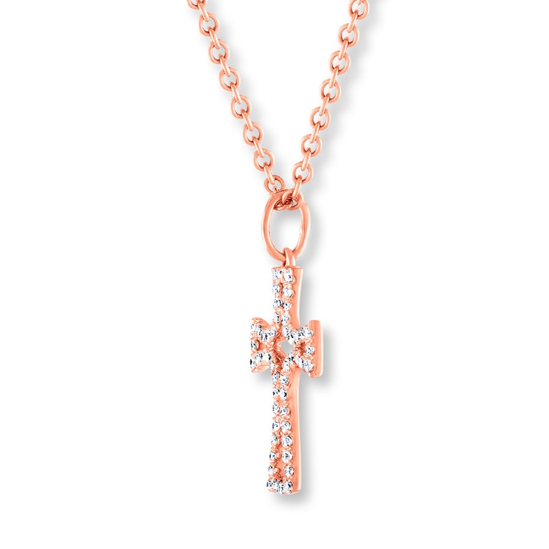 Main Image 2 of Diamond Cross Necklace 1/6 Carat tw 10K Rose Gold 18&quot;