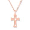 Thumbnail Image 2 of Diamond Cross Necklace 1/6 Carat tw 10K Rose Gold 18"