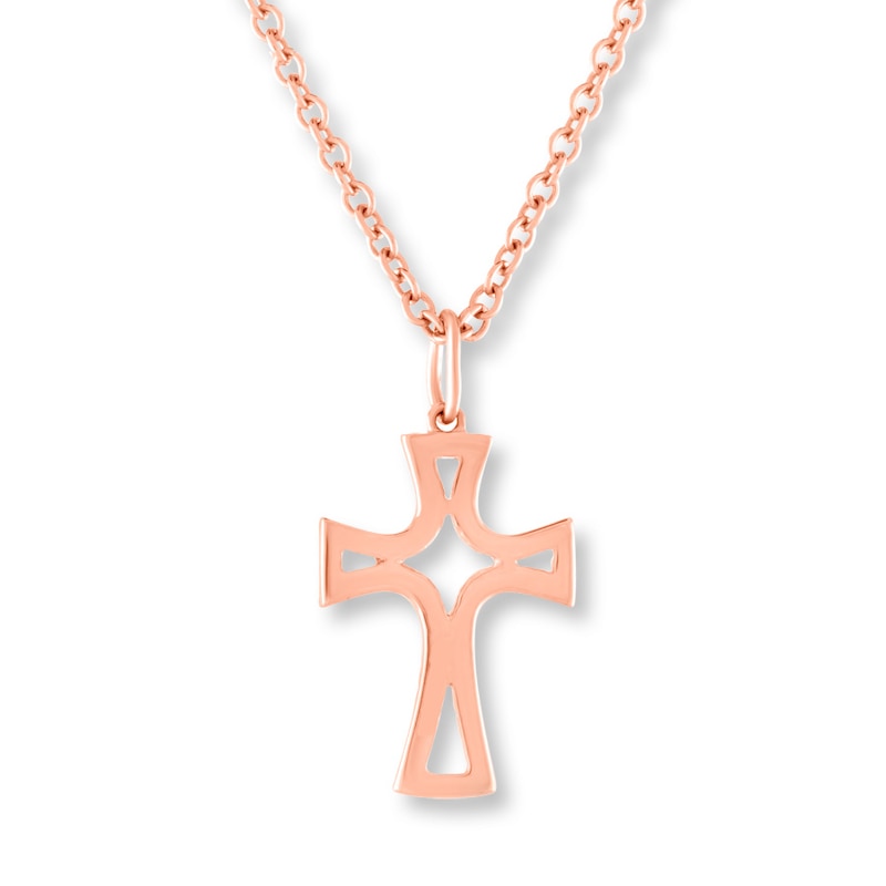 Diamond Cross Necklace 1/6 Carat tw 10K Rose Gold 18"