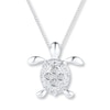 Diamond Turtle Necklace 1/8 ct tw Round-cut Sterling Silver 18"