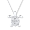 Thumbnail Image 1 of Diamond Turtle Necklace 1/8 ct tw Round-cut Sterling Silver 18&quot;
