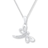 Diamond Dragonfly Necklace 1/20 ct tw Round-cut Sterling Silver 18"
