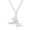 Thumbnail Image 1 of Diamond Dragonfly Necklace 1/20 ct tw Round-cut Sterling Silver 18&quot;